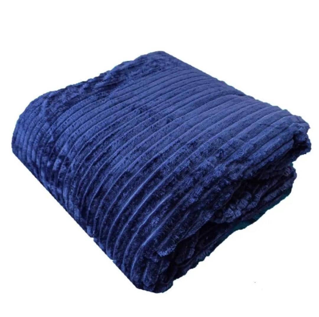 پتو مسافرتی دو نفره مدل پلیسه سرمه ای