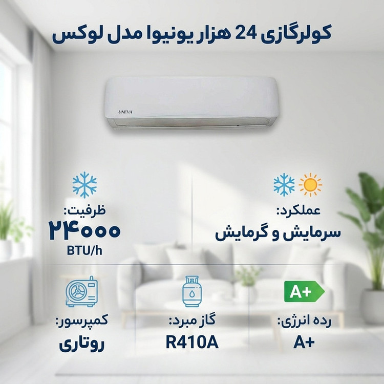 کولرگازی 24 هزار یونیوا مدل لوکس UN_Ms24000LUx